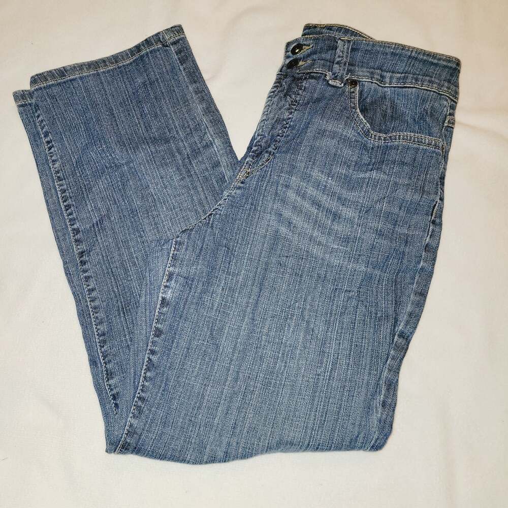 Nine West medium wash high rise straight leg jeans